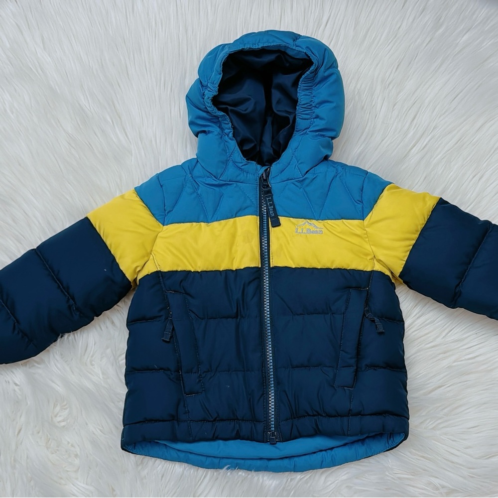 L.L. Bean Kids Down Jacket – Colorblock, Fleece-Lined (Size 2T)